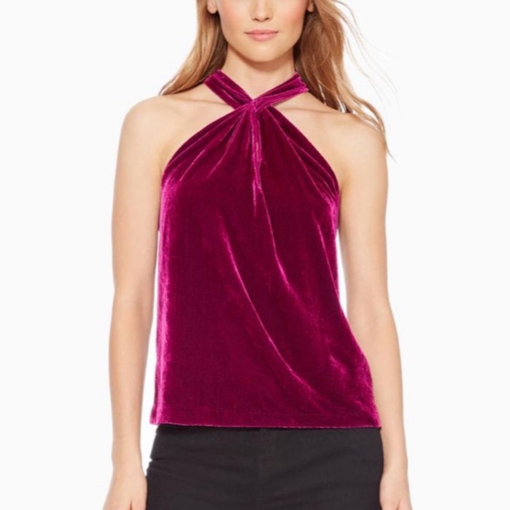 Parker Dallas Velvet Halter Top in Mulberry
